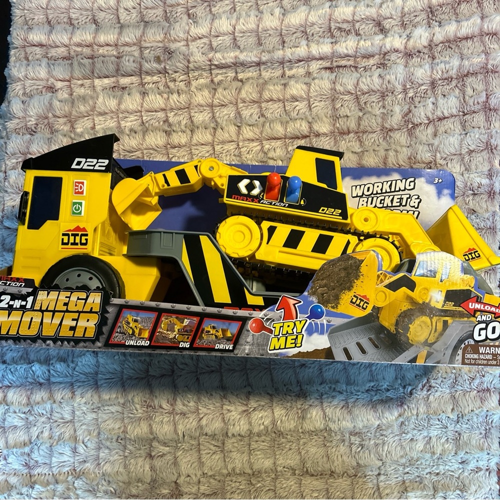 Maxx Action 24’’ 2-N-1 Mega Mover – Large Construction Truck Toy Lights, Sounds